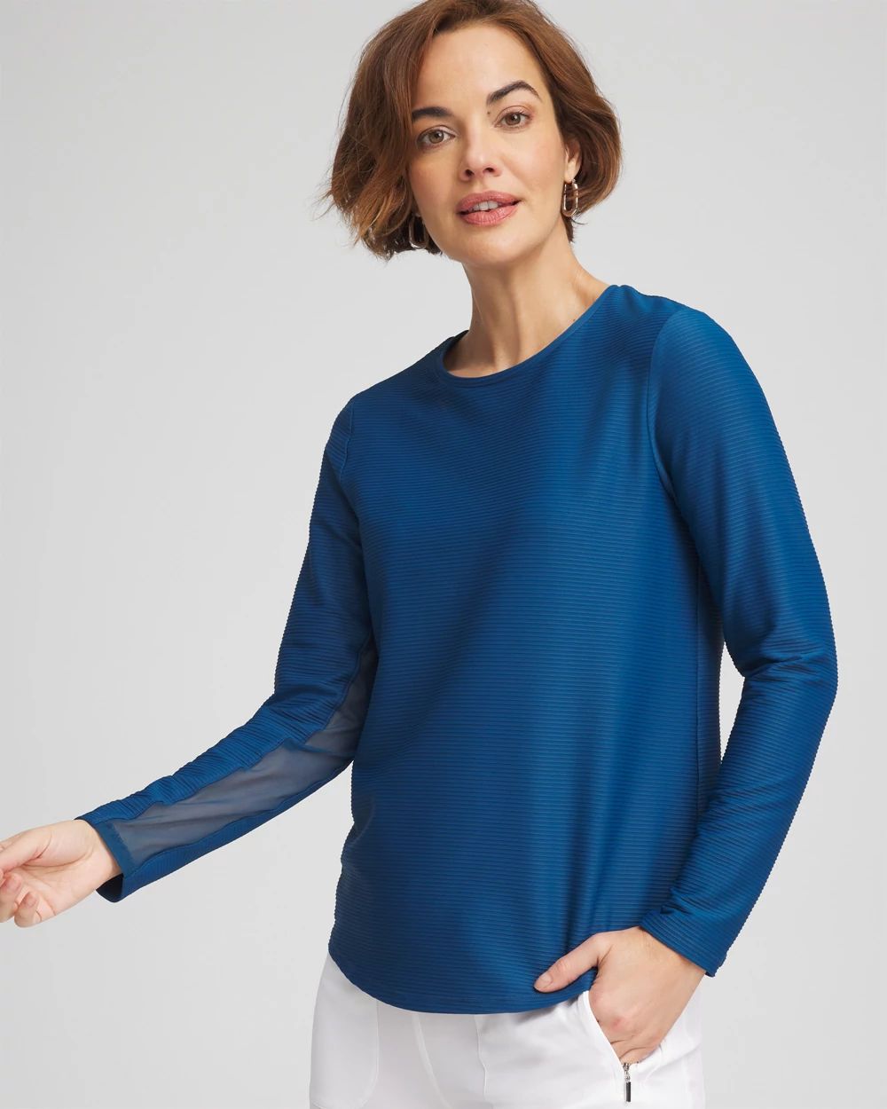 Zenergy® UPF Crew Neck Mesh-Inset Pullover | Chico's